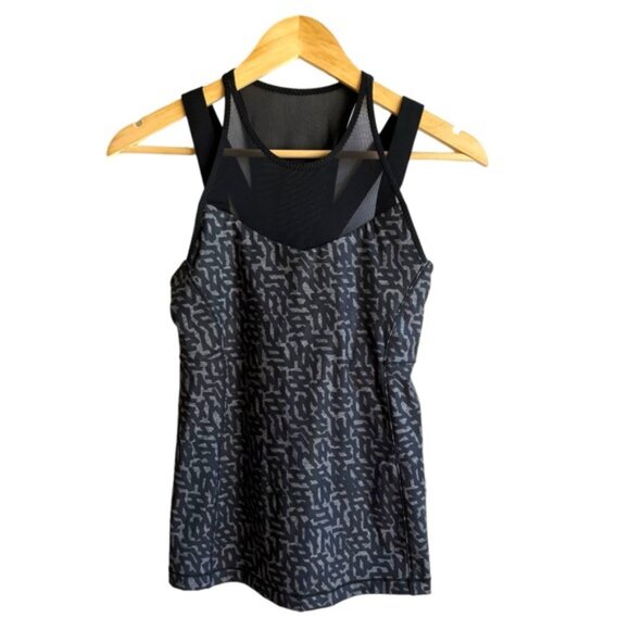 Lululemon Running In The City Tank Size 4 Black Gray Mesh - Picture 2 of 10